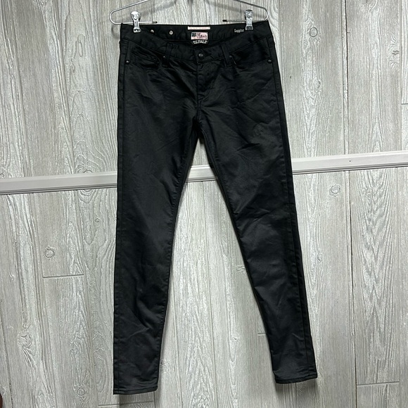 29.25” Waist, Tag Size 4 Rerock For Express Black Coated Jean Legging EUC - Picture 1 of 8